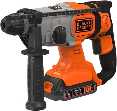 Black+decker bcd900e2k 18v 2x2.5ah 1.2j sds+ marteau perforateur | 2x batteries 18v 2,5ah + chargeur 1a | au cas où - bcd900e2k-qw