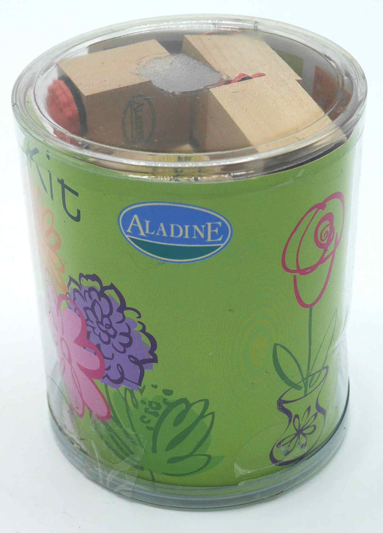 15 mini-séries en bois sur des fleurs, y compris le coussin de tampon