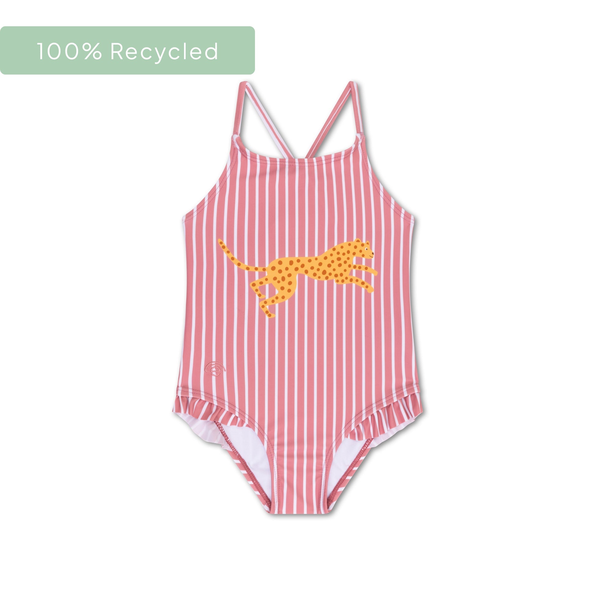 Boldlines Red White Striped Girls UV Bathing Fissure