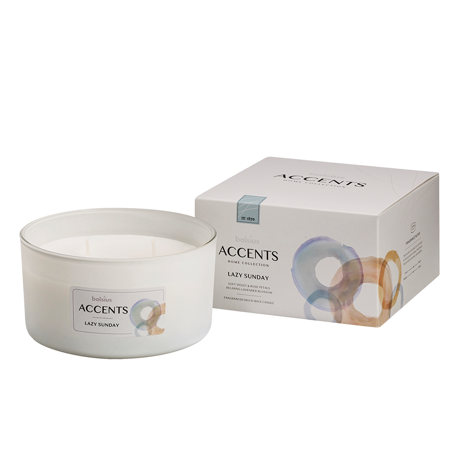 Bolsius accents de verre parfumés multi-mèches paresseux dimanche 75 137mm
