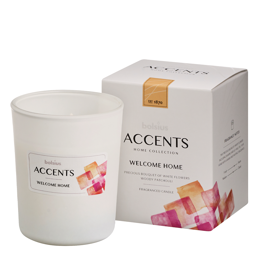 Bolsius accents de verre parfumés bienvenue à la maison 92 76mm