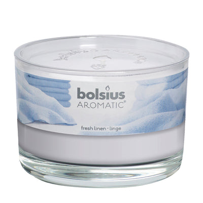 Verre parfumé Bolsius + couvercle lin frais 63 90mm