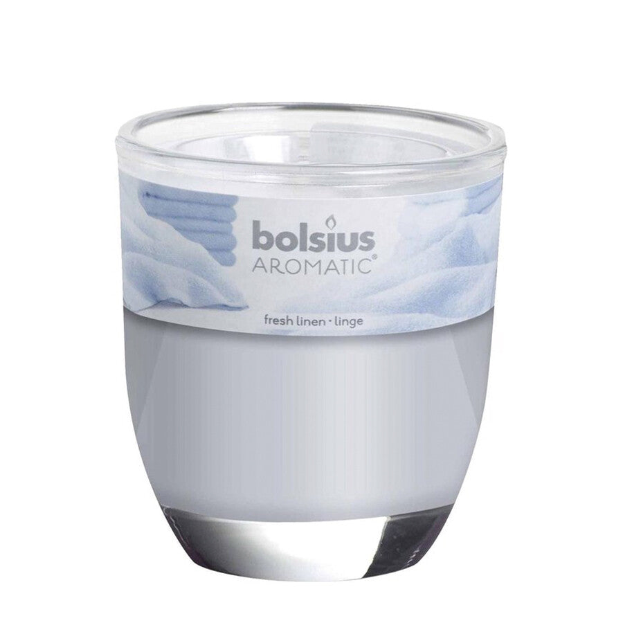 Bolsius verre parfumé lin frais 80 70mm