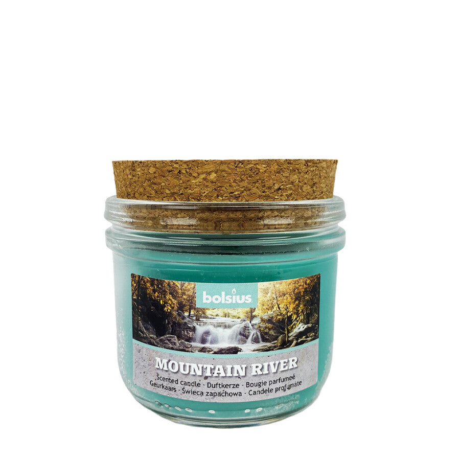 Rivière de montagne en verre parfumé Bolsius avec couvercle 80 80mm