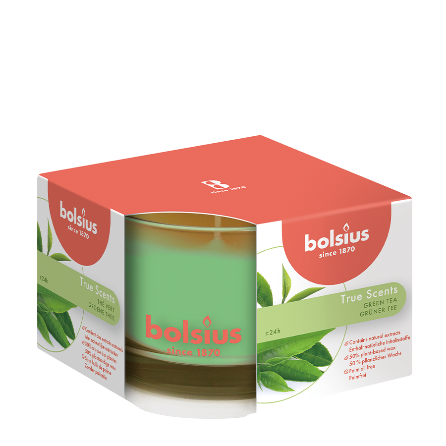 Bolsius parfumé à la bougie dans Glas True Scents Thé vert