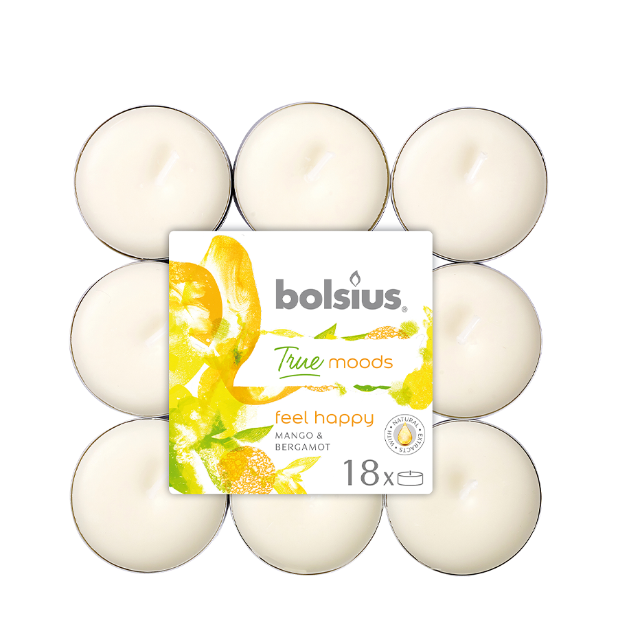 Bolsius bougie chauffe-plat parfumée true moods feel happy 18 pièces