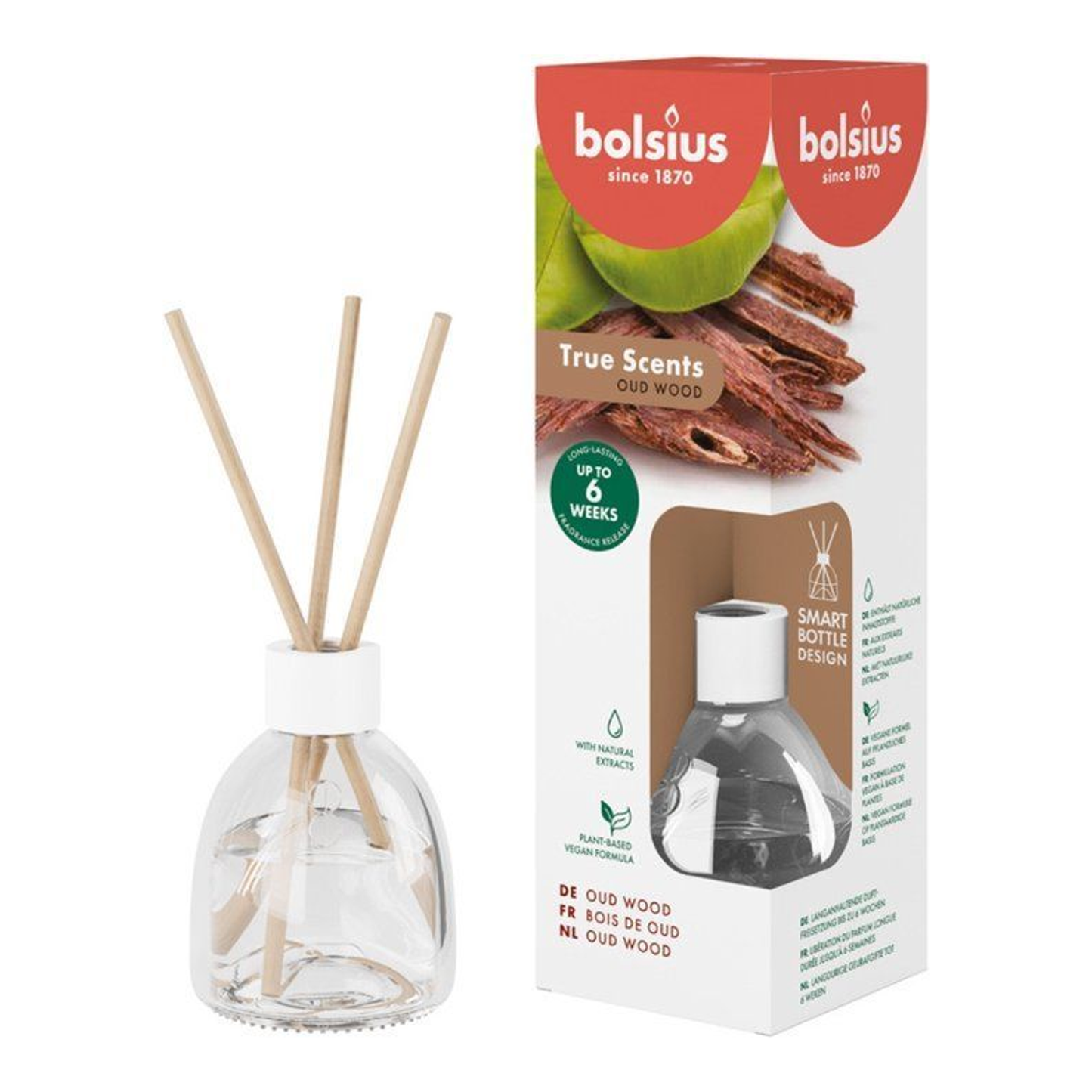 Diffuseurs d'arômes Bolsius 60 ml senteurs vraies vieux bois (6 pièces)