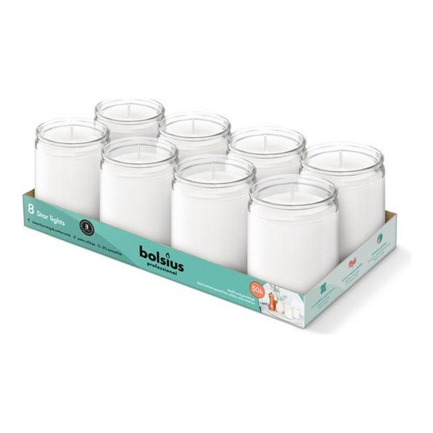 Bolsius prof star light verre transparent (8 pièces)