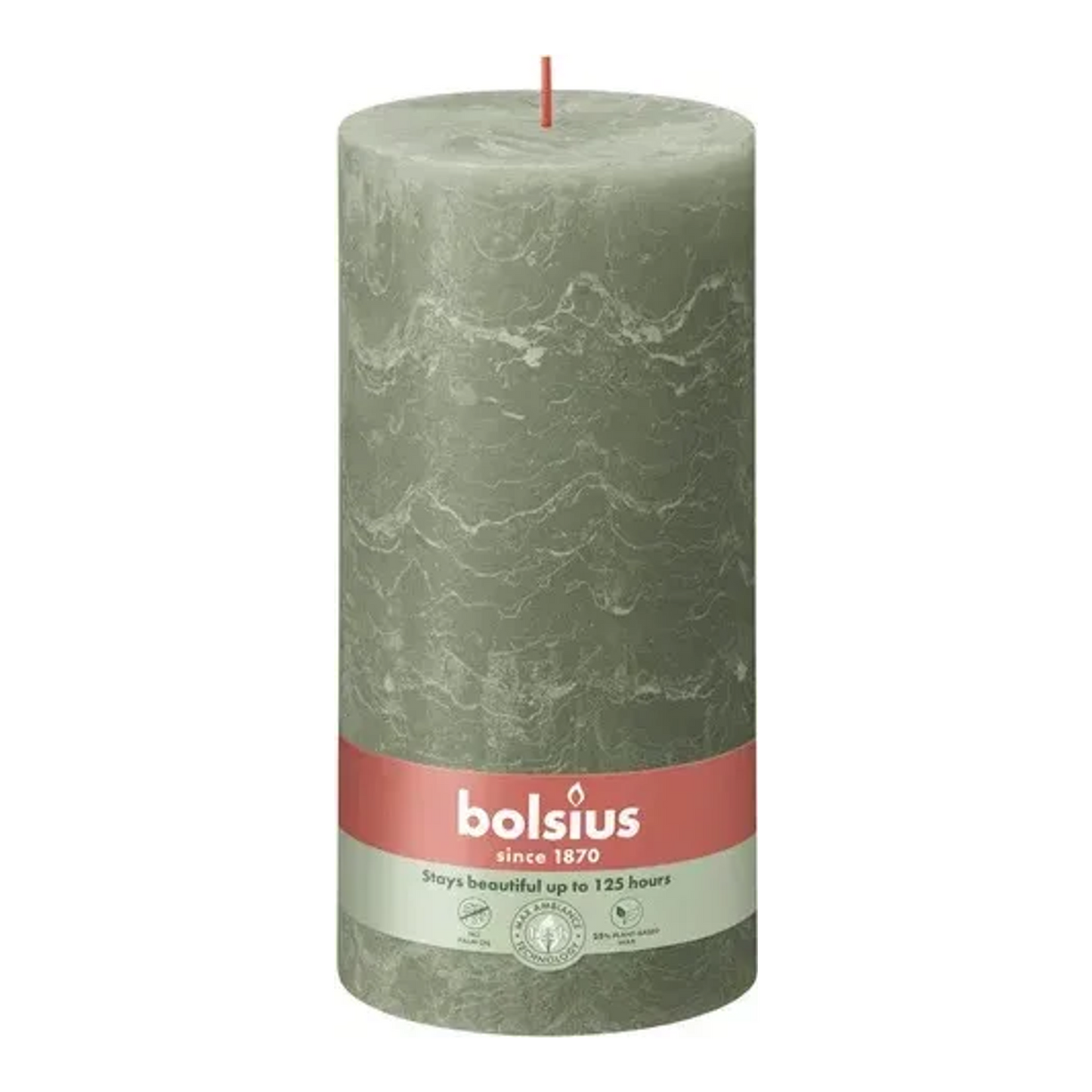 Bougie pilier rustique Bolsius olive fraîche ø100x200 mm 125 heures (4 pièces)
