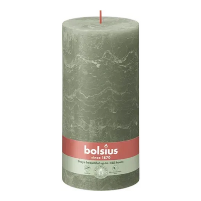 Bougie pilier rustique Bolsius olive fraîche ø100x200 mm 125 heures (4 pièces)