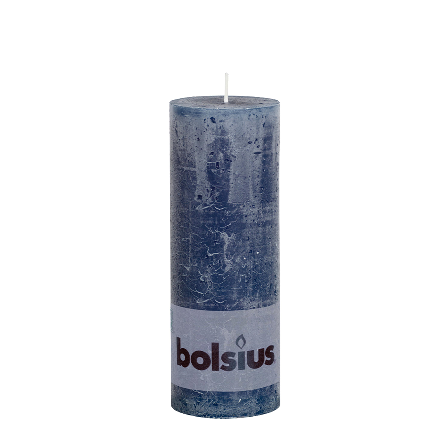 Bougie pilier rustique Bolsius bleu foncé 190 68mm