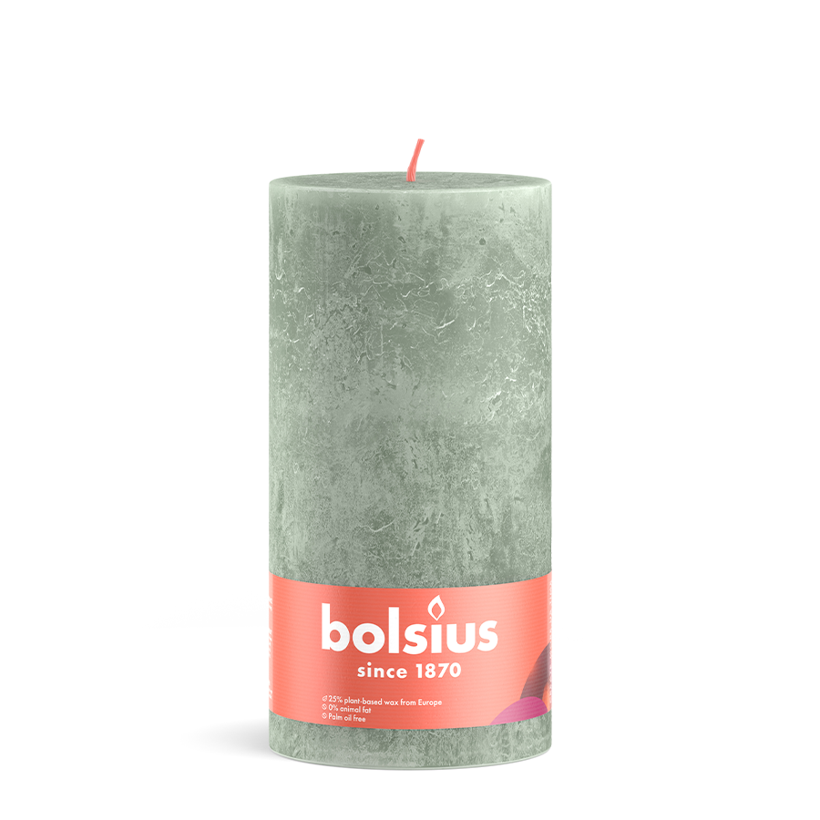 Bougie pilier rustique Bolsius vert jade 200 100mm