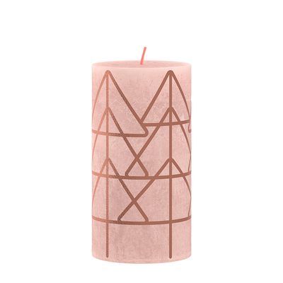 Bolsius Stub Candle rustique 13 x 6,8 cm Rose brumeux avec imprimé