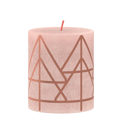 Bolsius Bolsius Rustic Stub Gandle 8x6,8 cm Rose brumeux avec imprimé