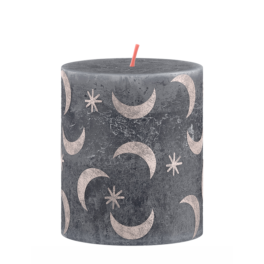 Bolsius Bolsius Rustic Stub Candle 8x6,8 cm Slate bleu avec imprimé