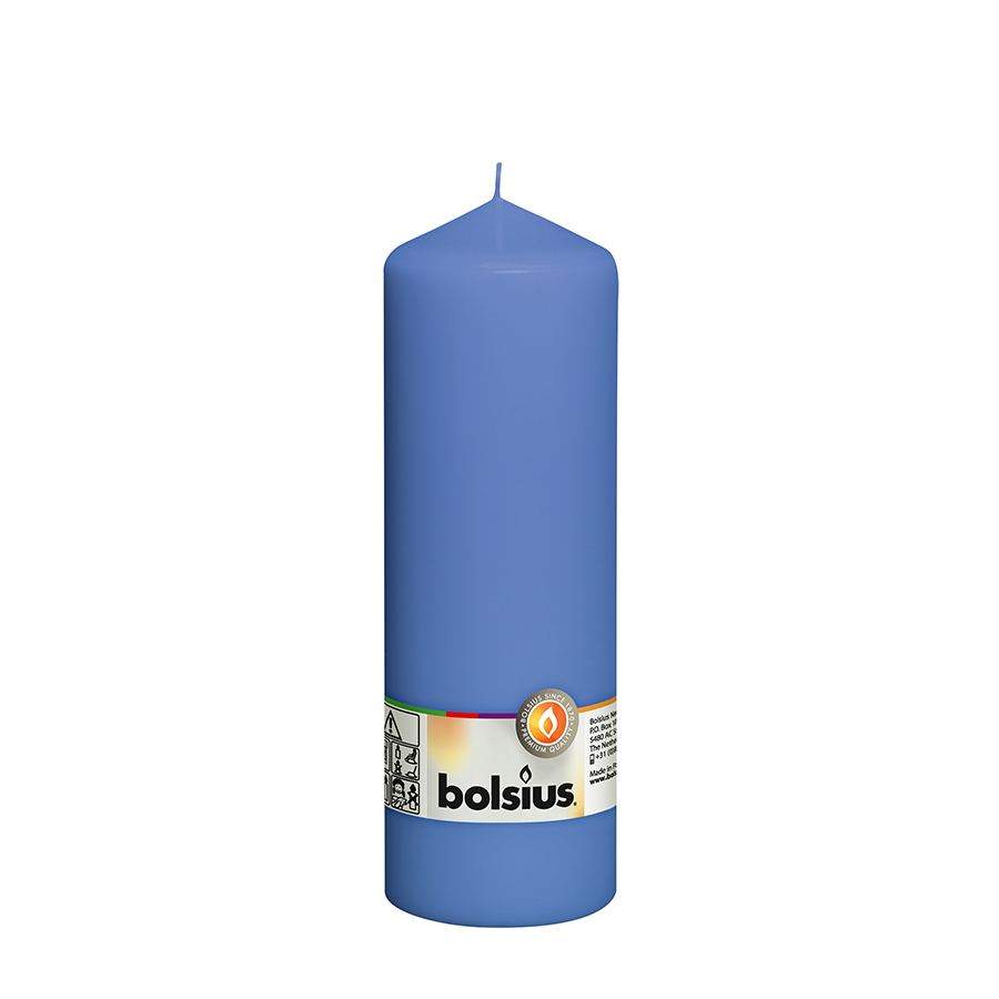 Bougie pilier Bolsius bleuet bleu 200 68mm