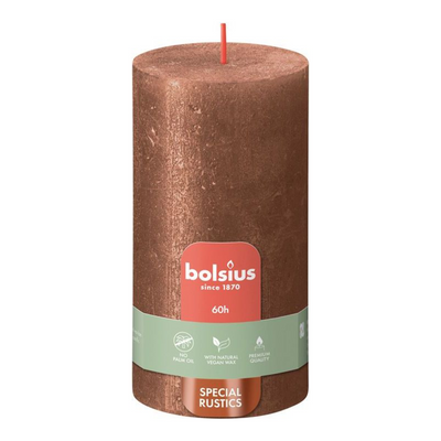 Bougie pilier Bolsius cuivre scintillant ø68x130 mm 60 heures (4 pièces)