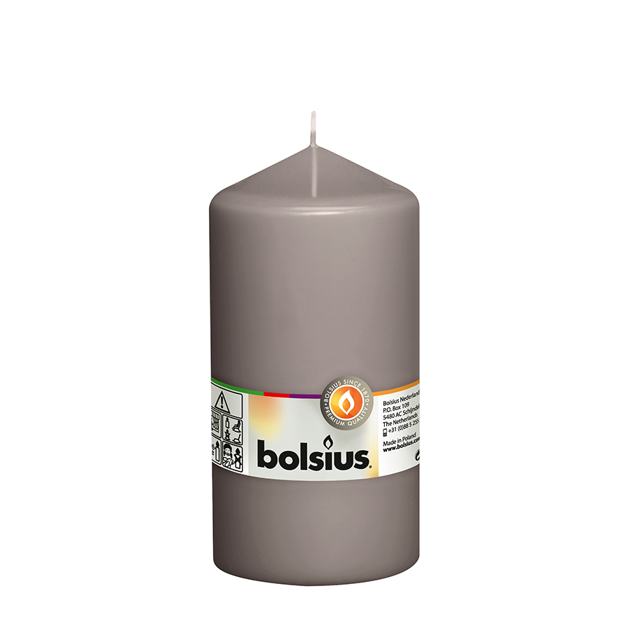 Bougie pilier Bolsius gris chaud 150 78mm