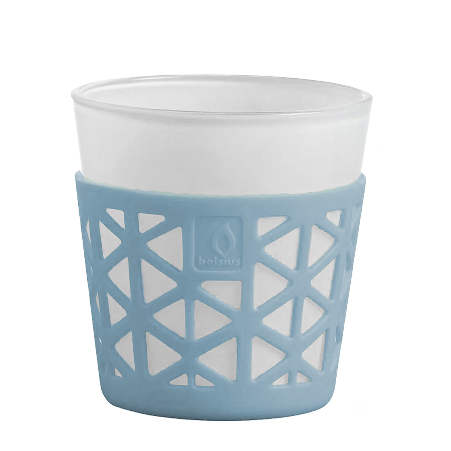 Photophore Bolsius verre silicone bleu 75 75mm