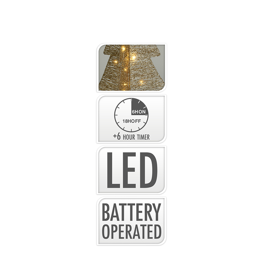 Arbre pliable doré LED 20 LED 50cm