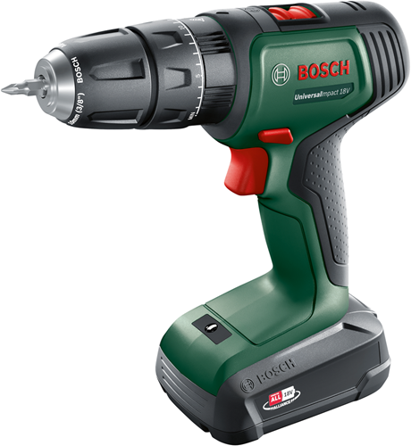Lutin bosch vert universalact 18v | visseuse-perceuse à percussion sans fil | Batterie 1,5 ah + 2,5 ah + chargeur | + boîtier système et accessoires 06039d4107