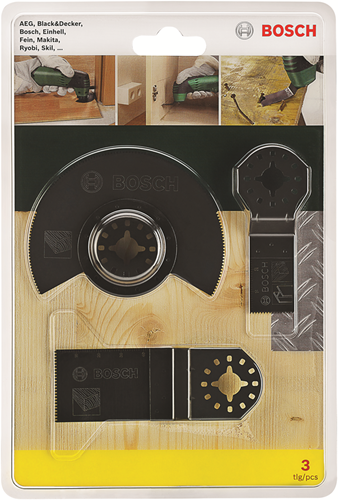 Bosch accessoires kit de démarrage 3 pièces bois et métal pour multi-outils - 2607017323