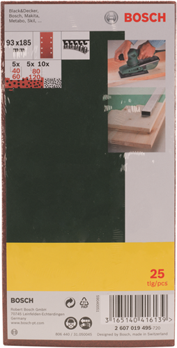 Accessoires Bosch jeu de 25 feuilles abrasives 125 mm pour ponceuses excentriques, grain 40, 60, 80, 120 - 2607019495