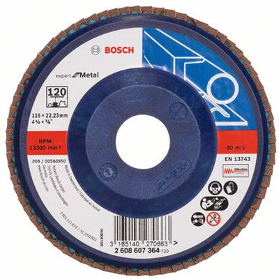 Accessoires Bosch 1 disque à lamelles 115, expert pour métal droit, plastique, 120 - 2608607364