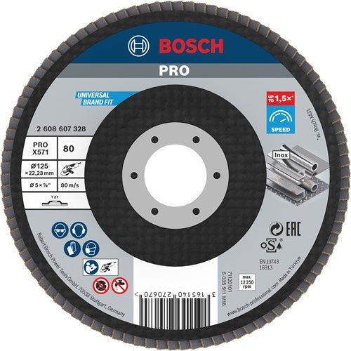 Accessoires Bosch 1 disque à lamelles 125 x 571, idéal pour le métal droit, 80 - 2608607328