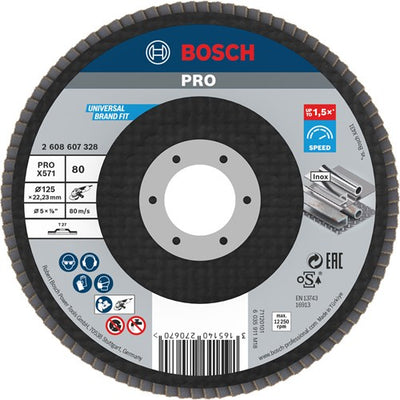 Accessoires Bosch 1 disque à lamelles 125 x 571, idéal pour le métal droit, 80 - 2608607328