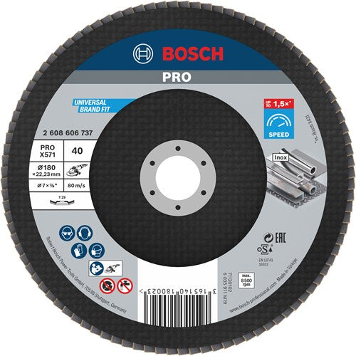 Accessoires Bosch 1 disque à lamelles 180 x571, idéal pour métal coudé, k40 - 2608606737