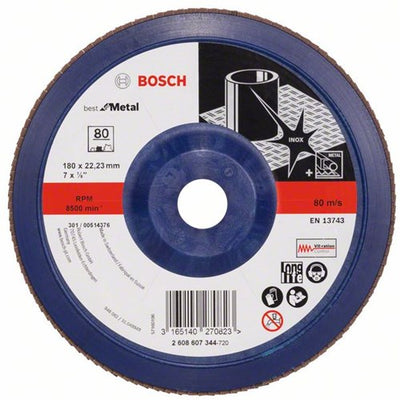 Accessoires Bosch 1 disque à lamelles 180 x 571, idéal pour le métal droit, plastique, 80 - 2608607344
