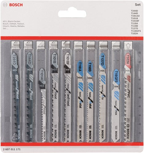 Bosch accessoires jeu de 10 lames de scie sauteuse tout-en-un - 2607011171