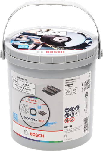 Accessoires Bosch 100x disque à tronçonner standard métal 125x1x22,23 en seau - 2608626116