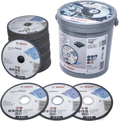 Accessoires Bosch 100x disque à tronçonner standard métal 125x1x22,23 en seau - 2608626116