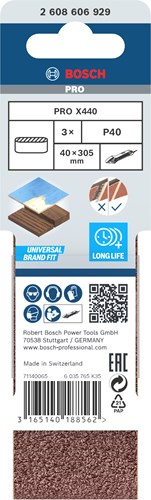 Accessoires Bosch 3 pneus 40x305 x440, idéal pour bois+peinture, k40 - 2608606929