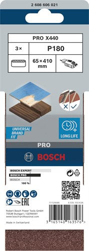 Accessoires Bosch 3 pneus 65x410 x440, idéal pour bois+peinture, k180 - 2608606021