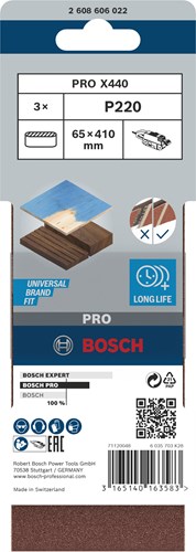 Accessoires Bosch 3 pneus 65x410 x440, idéal pour bois+peinture, k220 - 2608606022