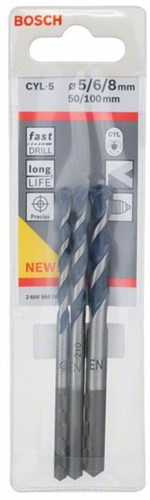 Accessoires Bosch jeu de forets à béton 3 pièces cyl-5 5; 6 ; 8mm 3 pièces - 2608588164