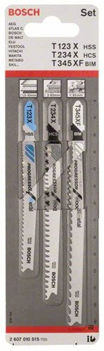 Accessoires Bosch Jeu de 3 lames de scie sauteuse t 123 x ; t 234 x ; t 345 xf 1er - 2607010515