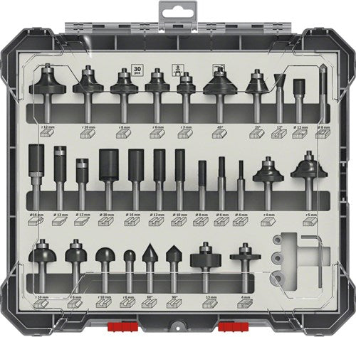 Bosch mixte freesset 30 pièces, 8 mm
