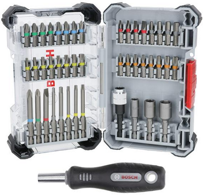 Accessoires Bosch jeu d'embouts de tournevis et douilles 44+1 pièces en cassette - 2607017732
