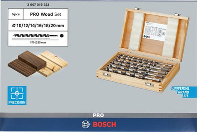 Accessoires Bosch, jeu de 6 perceuses à tuyau 10 ; 12 ; 14 ; 16 ; 18 ; 20mm 235mm 6 pièces - 2607019322