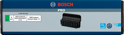 Accessoires Bosch, jeu de 9 douilles à chocs 77 mm, 10 ; 11 ; 13 ; 17 ; 19 ; 21 ; 22 ; 24 ; 27mm-2608003040