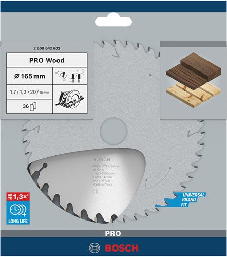 Bosch accessoires lame de scie circulaire 165x20 16x1,7 mm, 36t - 2608642602