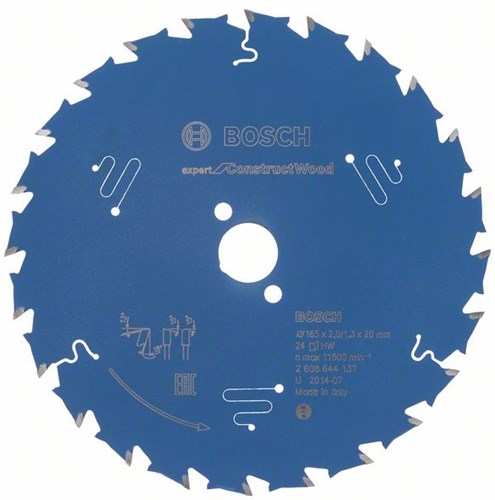 Bosch accessoires lame de scie circulaire expert pour bois de construction 165x20x2.0 1.3x24t - 2608644137