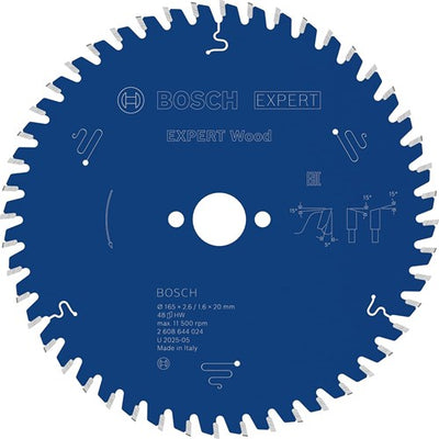 Bosch accessoires lame de scie circulaire expert pour bois 165x20x2,6 1,6x48t (pour gkt 55 gce) - 2608644024