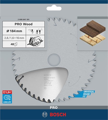 Bosch accessoires lame de scie circulaire optiline bois 184 x 16 x 2,6 mm, 48 1pc - 2608641181