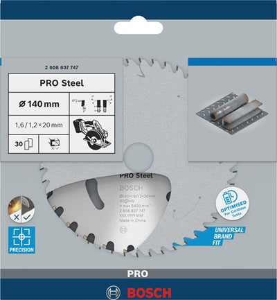 Accessoires Bosch lame de scie circulaire | norme pour l'acier | 140 mm | t30 2608837747