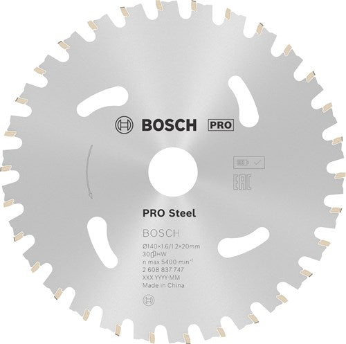 Accessoires Bosch lame de scie circulaire | norme pour l'acier | 140 mm | t30 2608837747